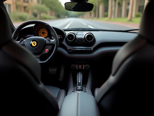 Interni Ferrari Roma con cuciture a contrasto e customizzazioni